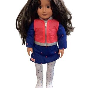 Our generation 18” Leslie Charming Doll with Red and Blue Outfit
